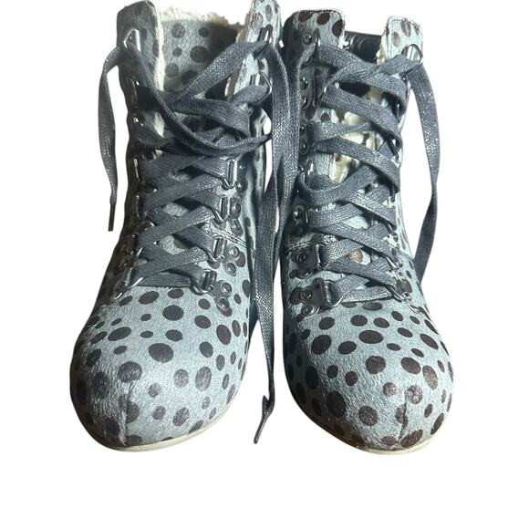 Lola Ramona Angie boot leather Cow hair grey and black animal print eu 38 us 7.5 - Picture 3 of 11